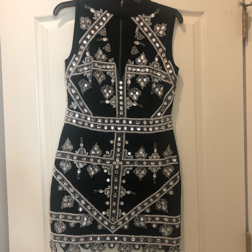 Nicole Miller crystal designed black dress